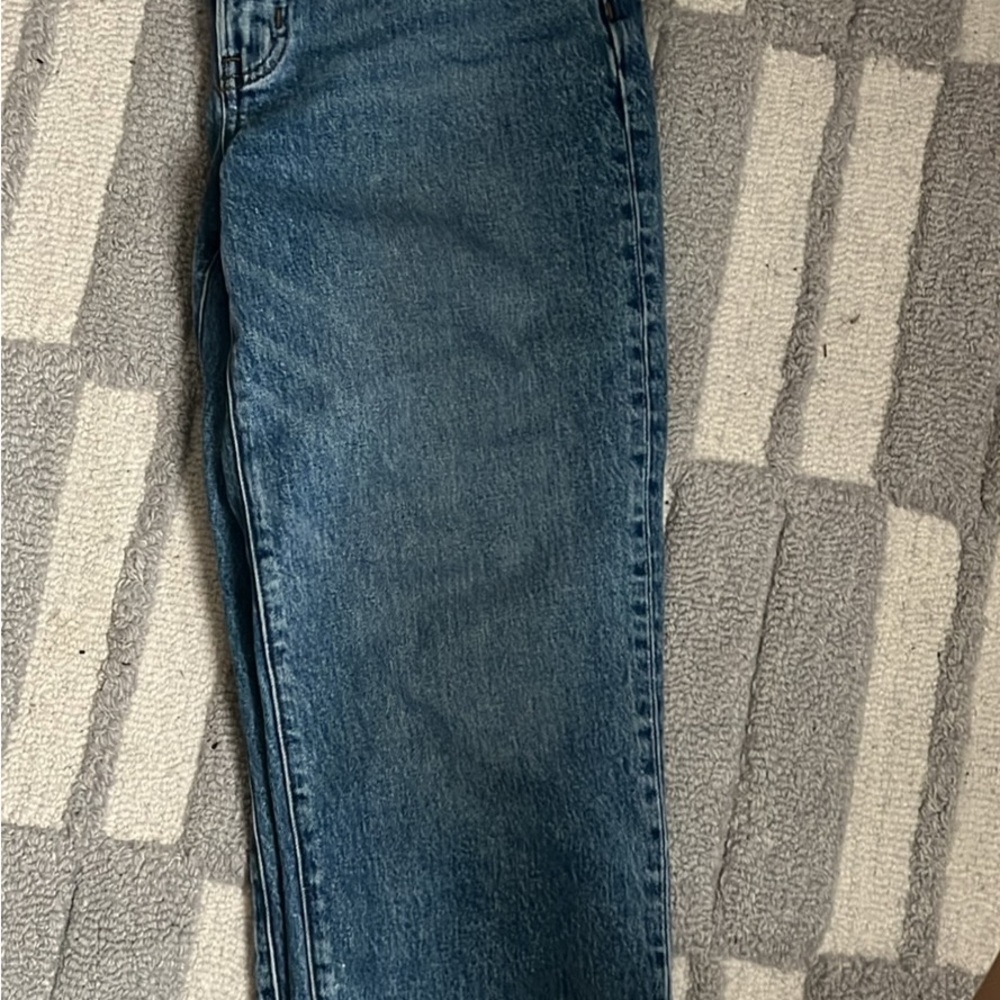 Classic Mid-Wash Blue Straight Leg Jeans